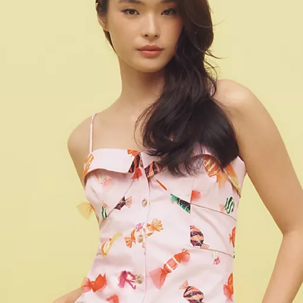 Maeve Candy Printed Buttondown Mini Dress - Picture 9 of 14